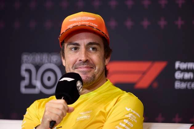 F1 Grand Prix of Spain - Previews Fernando Alonso of Spain and Aston Martin Aramco F1 Team attends the press conference, PK, Pressekonferenz during the press conference during previews ahead of the F1 Grand Prix of Spain at Circuit de Barcelona-Catalunya on June 20, 2024, in Barcelona, Spain. Barcelona Circuit de Barcelona-Catalunya Catalunya Spain RL_GPF1ESP24_00100 Copyright: xRicardoxLarreinax