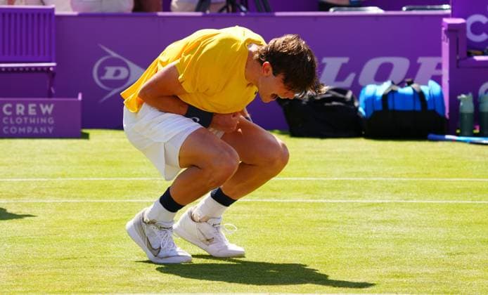 Jack Draper celebrates his win over Carlos Alcaraz Cinch Championships, Day 4, Tennis, Queen s Club, London, UK - 20 June 2024  Copyright: xJavierxGarcia Shutterstockx 14543333n