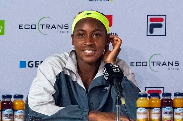 20 06 2024, WTA 500, Tennis, Women, ecotrans Ladies Open 2024, Berlin, Singles, Round of 16, Coco Gauff USA Ekaterina Alexandrova Russia Coco Gauff USA at the press conference after the match Berlin Steffi Graf Stadium Berlin Germany