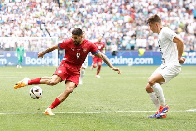 MUNCHEN, 20-06-2024, Allianz Arena. European Football Championship Euro2024, Group stage match no.18 between Slovenia and Serbia, Serbia player Aleksandar Mitrovic Slovenia - Serbia (Euro2024)  x25541708x Copyright: