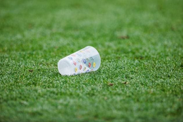 UEFA EURO 2024 Slovenia Serbia 20 06 2024 A beer cup lies on the pitch UEFA EURO 2024 Slovenia Serbia Munich Football Arena, Munich on 20 06 2024 Copyright: xBEAUTIFULxSPORTS Wunderlx