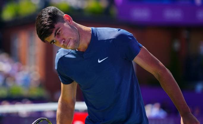 Carlos Alcaraz reacts Cinch Championships, Day 4, Tennis, Queen s Club, London, UK - 20 June 2024  Copyright: xJavierxGarcia Shutterstockx 14543333y