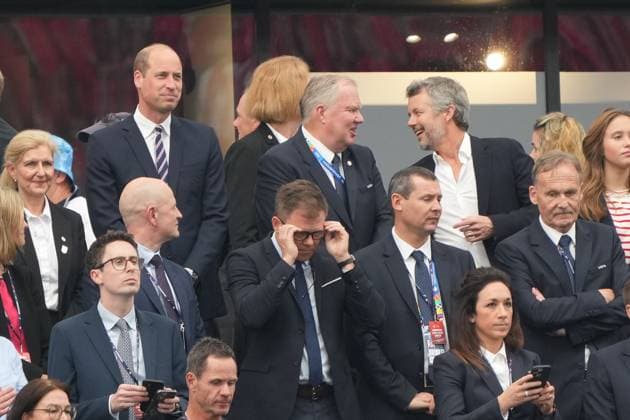 William, Prince of Wales of England, Prince William and Crown Prince Frederik of Denmark in the stands Frankfurt 20 06 2024 England vs Denmark, EURO2024 M17, Group C, EM Arena Frankfurt