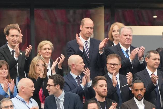 William, Prince of Wales of England, Prince William applauds in the stands during the anthems Frankfurt 20 06 2024 England vs Denmark, EURO2024 M17, Group C, EM Arena Frankfurt
