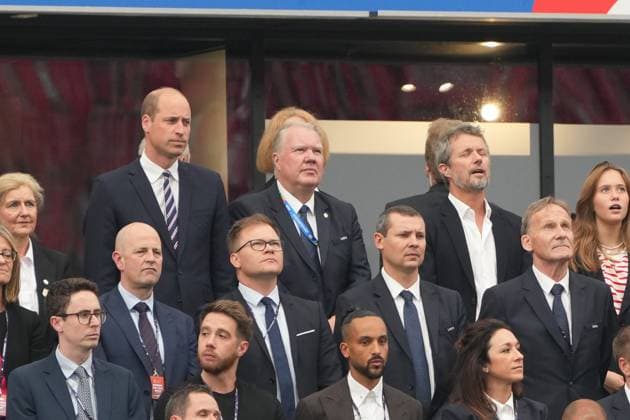 William, Prince of Wales of England, Prince William and Crown Prince Frederik of Denmark in the stands during the anthems Frankfurt 20 06 2024 England vs Denmark, EURO2024 M17, Group C, EM Arena Frankfurt