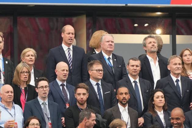 William, Prince of Wales of England, Prince William and Crown Prince Frederik of Denmark in the stands during the anthems Frankfurt 20 06 2024 England vs Denmark, EURO2024 M17, Group C, EM Arena Frankfurt