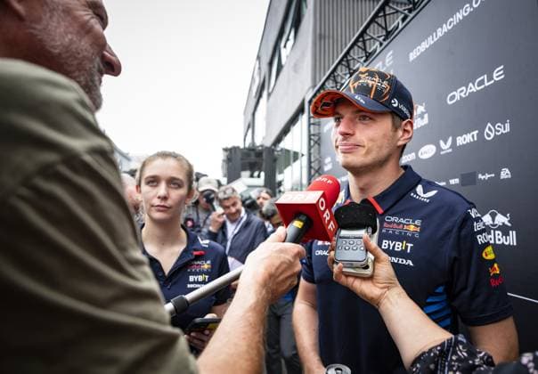 MONTMELO - Max Verstappen (Red Bull Racing) speaks to the press at the Circuit de Catalunya in the run-up to the Spanish Grand Prix. ANP SEM VAN DER WAL xVIxANPxSportx xxANPxIVx 501587158 originalFilename: 501587158.jpg