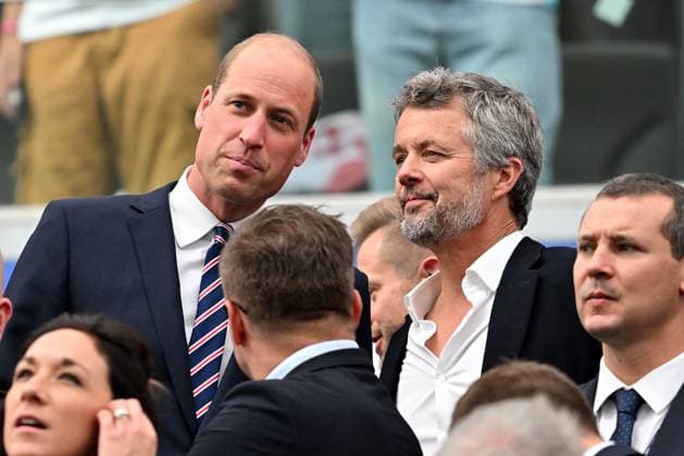 20 06 2024, xsltx, European Football Championship 2024, Denmark England emspor, v l Prince William of Wales heir to the throne of Denmark King Frederik X DFL DFB REGULATIONS PROHIBIT ANY USE OF PHOTOGRAPHS as IMAGE SEQUENCES and or QUASI VIDEO Frankfurt am Main