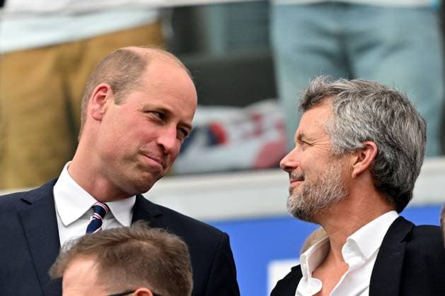 20 06 2024, xsltx, European Football Championship 2024, Denmark England emspor, v l Prince William of Wales heir to the throne of Denmark King Frederik X DFL DFB REGULATIONS PROHIBIT ANY USE OF PHOTOGRAPHS as IMAGE SEQUENCES and or QUASI VIDEO Frankfurt am Main