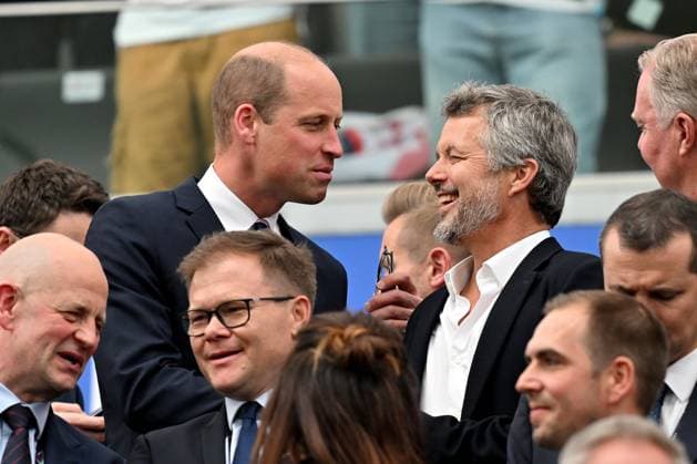 20 06 2024, xsltx, European Football Championship 2024, Denmark England emspor, v l Prince William of Wales heir to the throne of Denmark King Frederik X DFL DFB REGULATIONS PROHIBIT ANY USE OF PHOTOGRAPHS as IMAGE SEQUENCES and or QUASI VIDEO Frankfurt am Main