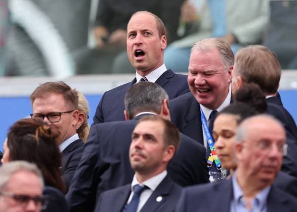 Frankfurt, Germany, 20th June 2024. The Prince of Wales turns up to watch the match during the UEFA European Championships match at Commerzbank-Arena, Frankfurt. Picture credit should read: David Klein Sportimage EDITORIAL USE ONLY. No use with unauthorised audio, video, data, fixture lists, club league logos or live services. Online in-match use limited to 120 images, no video emulation. No use in betting, games or single club league player publications. SPI-3200-0048