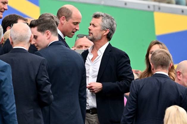 20 06 2024, xscotx, European Football Championship 2024, Denmark England, emspor, v l Prince William of Wales heir to the throne of Denmark King Frederik X Frankfurt am Main
