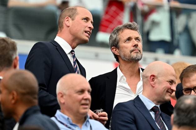 20 06 2024, xscotx, European Football Championship 2024, Denmark England, emspor, v l Prince William of Wales heir to the throne of Denmark King Frederik X Frankfurt am Main