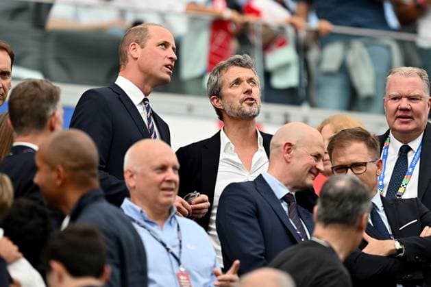 20 06 2024, xscotx, European Football Championship 2024, Denmark England, emspor, v l Prince William of Wales heir to the throne of Denmark King Frederik X Frankfurt am Main