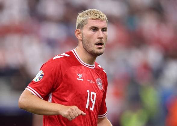 Frankfurt, Germany, 20th June 2024. Jonas Wind of Denmarkduring the UEFA European Championships match at Commerzbank-Arena, Frankfurt. Picture credit should read: David Klein Sportimage EDITORIAL USE ONLY. No use with unauthorised audio, video, data, fixture lists, club league logos or live services. Online in-match use limited to 120 images, no video emulation. No use in betting, games or single club league player publications. SPI-3200-0070
