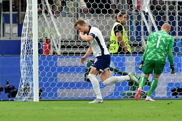 20 06 2024, xscotx, Football EM 2024, Denmark England, emspor, v l goal celebration after the goal celebrating the goal celebrate 0 1 by Harry Kane England Frankfurt am Main