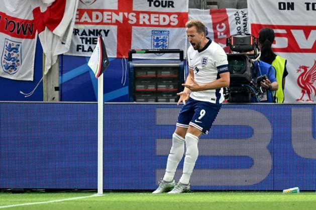 20 06 2024, xscotx, Football EM 2024, Denmark England, emspor, v l goal celebration after the goal celebrating the goal celebrate 0 1 by Harry Kane England Frankfurt am Main