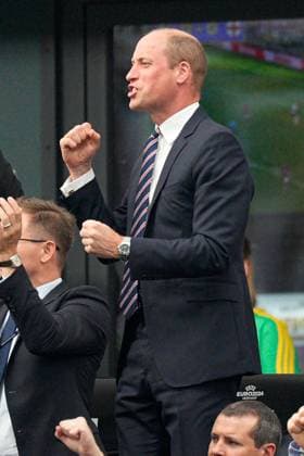 Prince William, Prince of Wales and President of The FA celebrates the goal of Harry Kane of England Denmark v England, UEFA European Championship, EM, Europameisterschaft 2024, Group C, Football, Frankfurt Arena, Frankfurt, Germany, 20 Jun 2024 EDITORIAL USE ONLY No use with unauthorised audio, video, data, fixture lists, club league logos or live services. Online in-match use limited to 120 images, no video emulation. No use in betting, games or single club league player publications. Copyright: xDavexShopland Shutterstockx 14543694aw