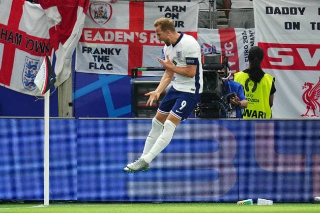 GER: Denmark v England. UEFA EURO, EM, Europameisterschaft,Fussball 2024 Harry Kane of England celebrates the 0-1 during the UEFA Euro 2024 match between Denmark and England, Group C date 2, played at Frankfurt Arena on June 20, 2024 in Frankfurt, Germany. kpng Copyright: xBaguxBlancox xPRESSINPHOTOx PS_240620_DIN_ING_003