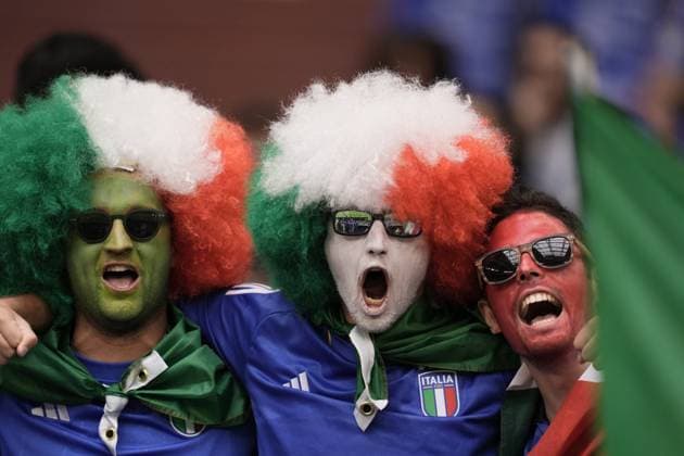 Italian supporters before the Euro 2024 soccer match between Spain and Italy at the Veltins Arena Stadion, Gelsenkirchen, Germany - Thursday 20, June 2024. - Soccer.  Copyright: xFabioxFerrari LaPressex