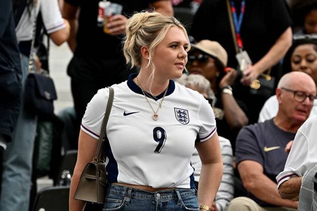 20 06 2024, xscotx, European Football Championship 2024, Denmark England, emspor, v l Katie Goodland wife of Harry Kane England Frankfurt am Main