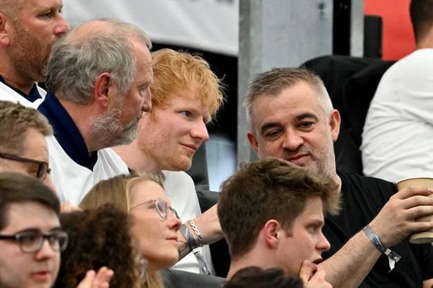 20 06 2024, xscotx, European Football Championship 2024, Denmark England, emspor, v l Singer and world star Ed Sheeran Singer Songwriter Frankfurt am Main