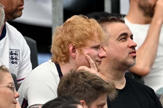 20 06 2024, xscotx, European Football Championship 2024, Denmark England, emspor, v l Singer and world star Ed Sheeran Singer Songwriter Frankfurt am Main