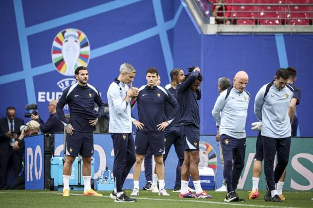séance d entraînement MD-1 au stade de Leipzig, le 20 juin 2024, à la veille de leur match de football du groupe D de l UEFA EURO, EM, Europameisterschaft,Fussball 2024 contre les Pays-Bas. FOOTBALL : - UEFA Euro 2024 entraînement de l équipe de France. séance d entraînement MD-1 au stade de Leipzig, - 20 06 2024 ElyxandroCegarra Panoramic 