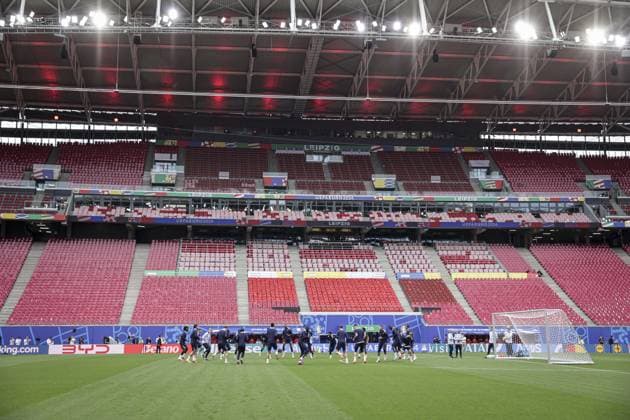 Stade de Leipzig, FOOTBALL : - UEFA EURO, EM, Europameisterschaft,Fussball 2024 entraînement de l équipe de France. séance d entraînement MD-1 au stade de Leipzig, - 20 06 2024 ElyxandroCegarra Panoramic 
