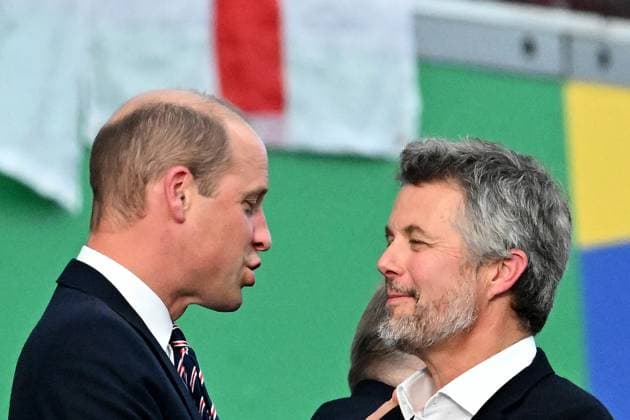 20 06 2024, xscotx, European Football Championship 2024, Denmark England, emspor, v l Prince William of Wales heir to the throne of Denmark King Frederik X Frankfurt am Main