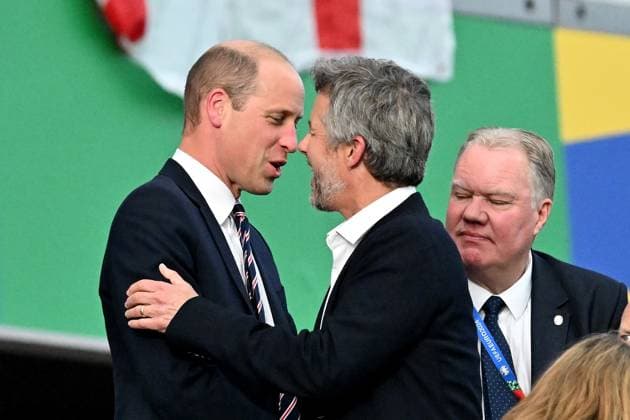 20 06 2024, xscotx, European Football Championship 2024, Denmark England, emspor, v l Prince William of Wales heir to the throne of Denmark King Frederik X Frankfurt am Main