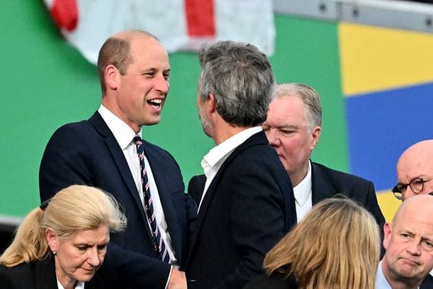 20 06 2024, xscotx, European Football Championship 2024, Denmark England, emspor, v l Prince William of Wales heir to the throne of Denmark King Frederik X Frankfurt am Main