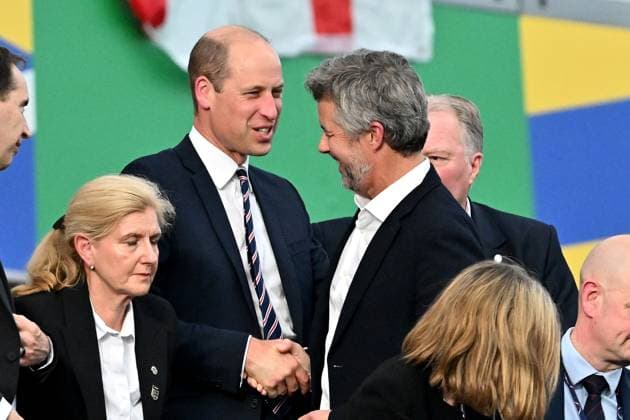 20 06 2024, xscotx, European Football Championship 2024, Denmark England, emspor, v l Prince William of Wales heir to the throne of Denmark King Frederik X Frankfurt am Main