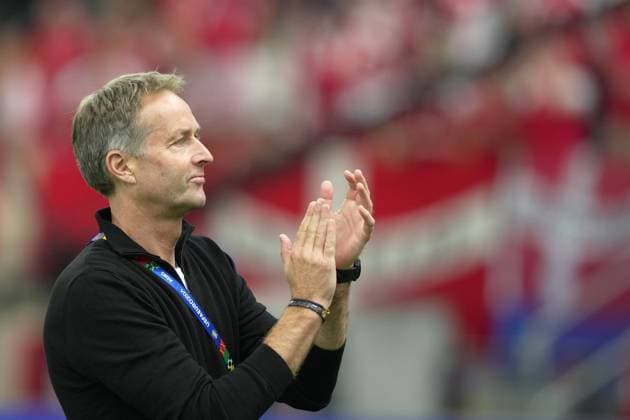 Denmark s head coach Kasper Hjulmand during the Euro 2024 soccer match between Denmark and England at the Frankfurt Arena , Frankfurt , Germany - Thursday 20 June 2024. - Soccer .  Copyright: xSpada LaPressex