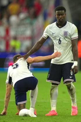England s Jude Bellingham , England s Marc Guehi during the Euro 2024 soccer match between Denmark and England at the Frankfurt Arena , Frankfurt , Germany - Thursday 20 June 2024. - Soccer .  Copyright: xSpada LaPressex