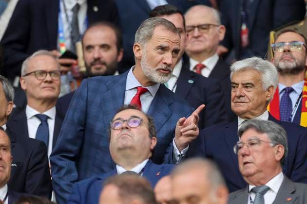 King Felipe Spain stands on the grandstand, UEFA EURO 2024 Group B, Spain vs Italy, Arena AufSchalke, 20 06 2024, Gelsenkirchen, Germany