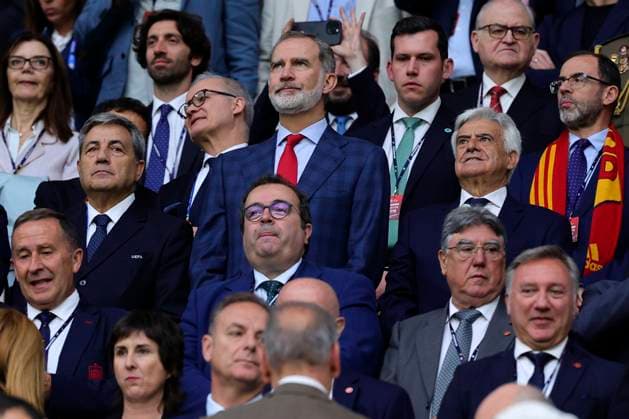 King Felipe VI of Spain during the Euro 2024 Group Stage B football match between Spain and Italy at Arena AufSchalke Stadium in Gelsenkirchen (Germany), June 20th, 2024. cesarexpurini