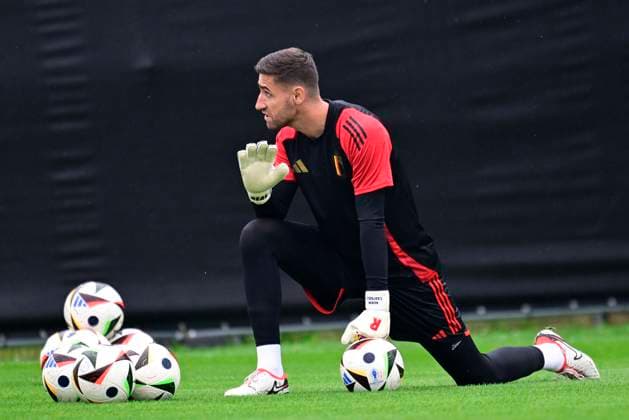 Belgium Media Activities - UEFA EURO, EM, Europameisterschaft,Fussball 2024 21 06 2024 FREIBERG AM NECKA, GERMANY - JUNE 21 : Casteels Koen goalkeeper of Belgium during a training session of the Belgian Red Devils at the UEFA EURO 2024 European Football Championship tournament on June 21, 2024 in Freiberg am Necka, Germany, 21 06 2024 Freiberg am Necka Germany  Copyright: xPeterxDexVoechtx