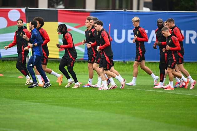 Belgium Media Activities - UEFA EURO, EM, Europameisterschaft,Fussball 2024 21 06 2024 FREIBERG AM NECKA, GERMANY - JUNE 21 : players of Belgium during a training session of the Belgian Red Devils at the UEFA EURO 2024 European Football Championship tournament on June 21, 2024 in Freiberg am Necka, Germany, 21 06 2024 Freiberg am Necka Germany  Copyright: xPeterxDexVoechtx