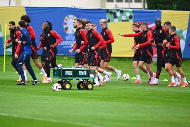 Belgium Media Activities - UEFA EURO, EM, Europameisterschaft,Fussball 2024 21 06 2024 FREIBERG AM NECKA, GERMANY - JUNE 21 : players of Belgium during a training session of the Belgian Red Devils at the UEFA EURO 2024 European Football Championship tournament on June 21, 2024 in Freiberg am Necka, Germany, 21 06 2024 Freiberg am Necka Germany  Copyright: xVincentxKalutx