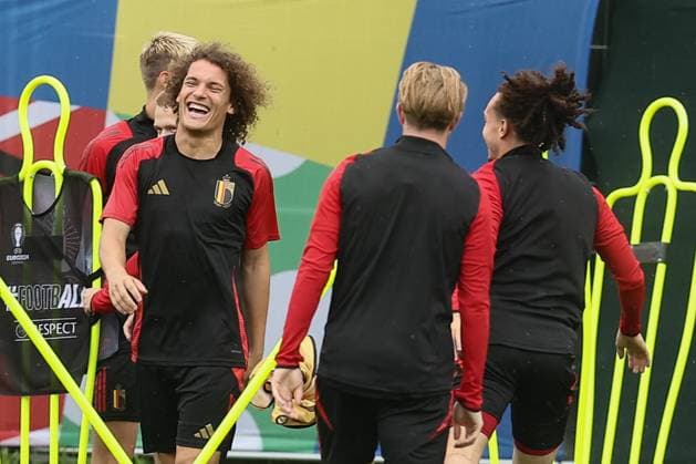 Belgium s Wout Faes pictured during a training session of Belgian national soccer team Red Devils, Friday 21 June 2024 in Cologne, Germany, during the UEFA EURO, EM, Europameisterschaft,Fussball 2024 European Soccer Championships. The Red Devils play in Group E at the Euro 2024 European Championships in Germany. BRUNOxFAHY  x94978124x