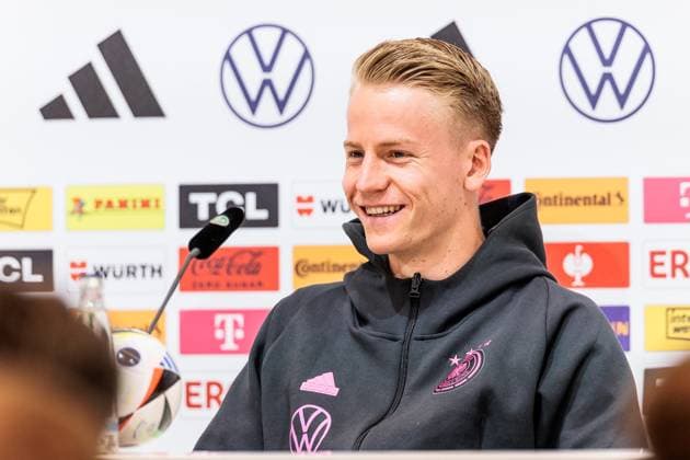 UEFA EURO 2024 Press Conference Germany 21 06 2024 Chris Führich Germany, 11 laughing, laughing UEFA EURO 2024 Press Conference Germany HerzoBase, Herzogenaurach on 21 06 2024 Copyright: xBEAUTIFULxSPORTS Wunderlx