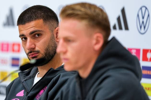Deniz Undav Germany, 26 and Chris Fuehrich Germany 11 , GER, DFB, Press conference, Football mens national team Germany, UEFA European Football Championship 2024, Herzogenaurach 21 06 2024 GER, DFB, Press conference, Football mens national team Germany, UEFA European Football Championship 2024, Herzogenaurach 21 06 2024 Herzogenaurach Copyright: xEibner-Pressefoto FlorianxWieganx EP_FWD