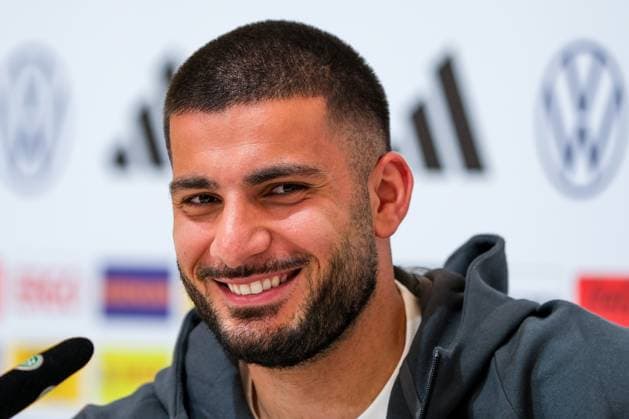 Deniz Undav Germany, 26 laughing, GER, DFB, Press conference, Football mens national team Germany, UEFA European Football Championship 2024, Herzogenaurach 21 06 2024 GER, DFB, Press conference, Football mens national team Germany, UEFA European Football Championship 2024, Herzogenaurach 21 06 2024 Herzogenaurach Copyright: xEibner-Pressefoto FlorianxWieganx EP_FWD