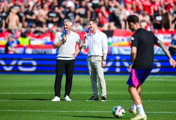 Bastian Schweinsteiger and Alexander Bommes smile, UEFA EURO 2024 Group A, Germany vs Hungary, Arena Stuttgart on June 19, 2024 in Stuttgart, Germany Photo by Silas Schueller DeFodi Images Bastian Schweinsteiger and Alexander Bommes smile, UEFA EURO 2024 Group A, Germany vs Hungary, Arena Stuttgart on June 19, 2024 in Stuttgart, Germany Photo by Silas Schueller DeFodi Images Defodi 0589473193st Defodi-738