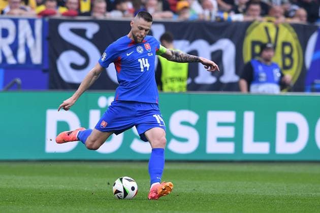 Soccer UEFA EURO 2024 Group Stage 2 Matchday Slovakia Ukraine on 21 06 2024 at the Düsseldorf Arena in Düsseldorf Milan Skriniar Slovakia xRx