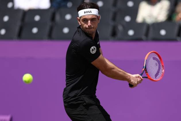 21st June 2024; Cinch Championships, Queens Club, West Kensington, London, England: Cinch Championships Queens Club, Day 5; Taylor Fritz (USA) in action during his mens quarterfinal match against Jordan Thompson (AUS)  ActionPlus12657701 ShaunxBrooks