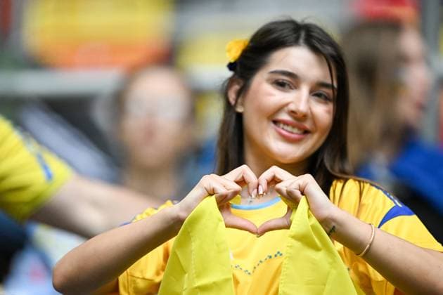 European Championship 2024 Slovakia Ukraine on 21 06 2024 in the Merkur Spiel Arena in Düsseldorf Fans of Ukraine MT