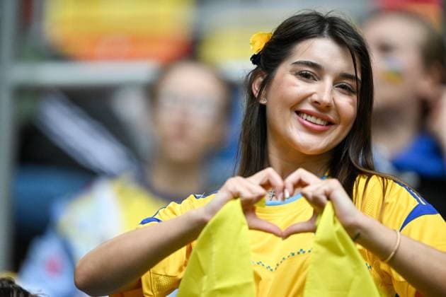 European Championship 2024 Slovakia Ukraine on 21 06 2024 in the Merkur Spiel Arena in Düsseldorf Fans of Ukraine MT