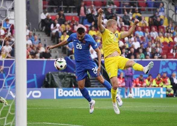 Dusseldorf, Germany, 21st June 2024. Ivan Schranz of Slovakia scoring the first goal during the UEFA European Championships match at Dusseldorf Arena, Dusseldorf. Picture credit should read: David Klein Sportimage EDITORIAL USE ONLY. No use with unauthorised audio, video, data, fixture lists, club league logos or live services. Online in-match use limited to 120 images, no video emulation. No use in betting, games or single club league player publications. SPI-3201-0019